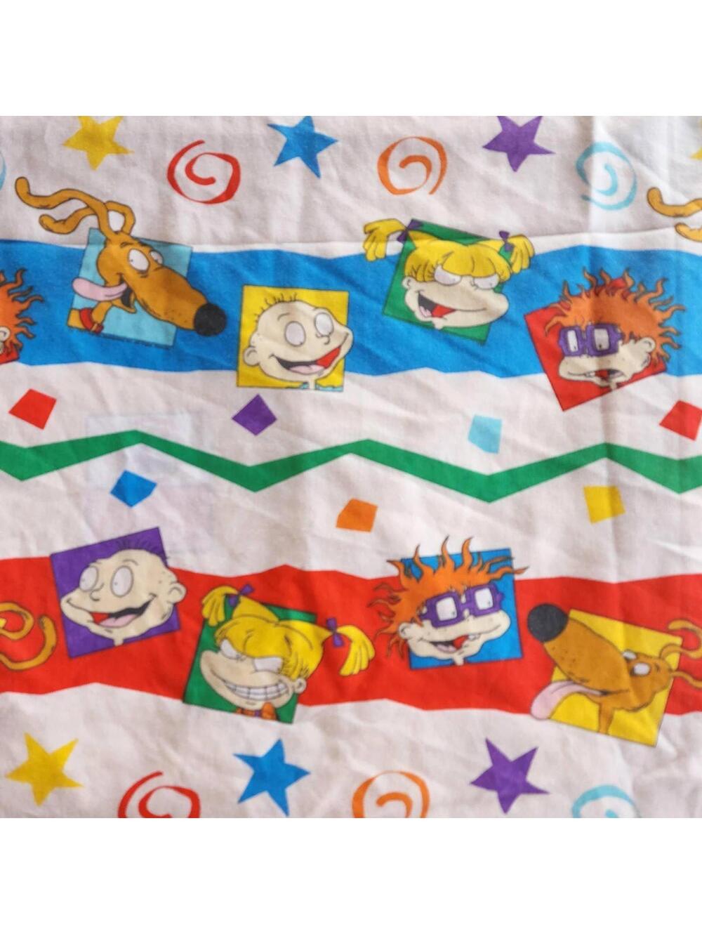 1990s Vintage Rugrats Nickelodeon Flat Sheet & Pillow Case Bedding - Picture 5 of 7
